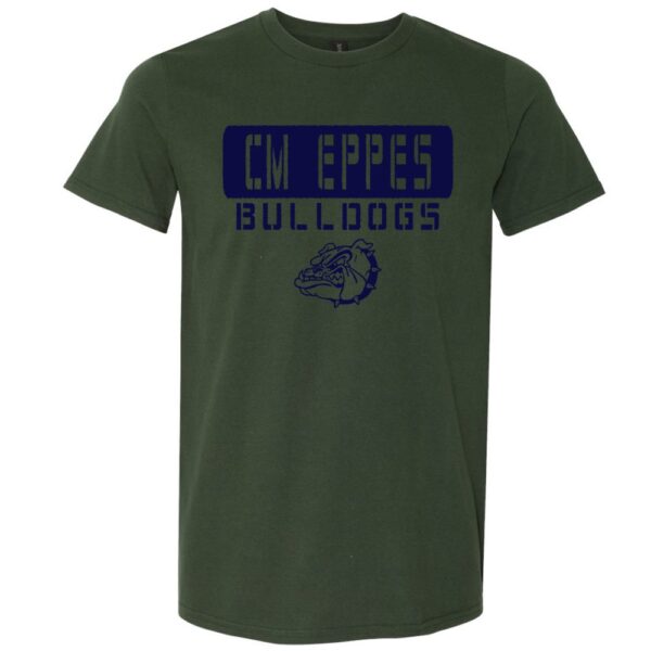 Alternative view of CM Eppes Cotton Tee | Stencil Design | Multiple Colors