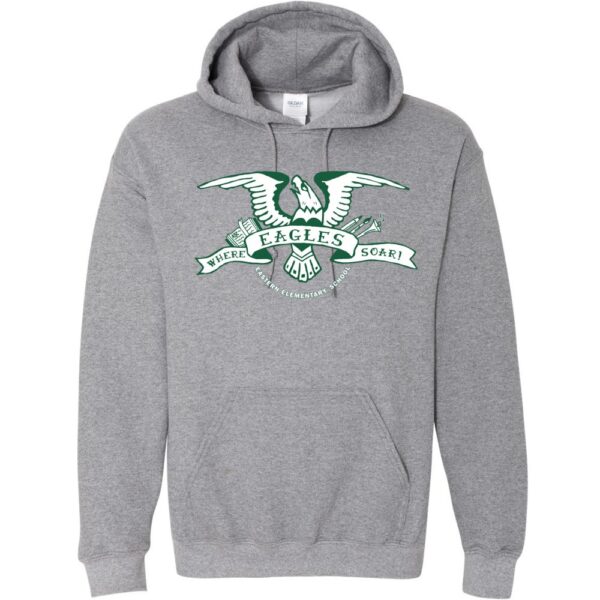 Alternative view of Green Eagle | Eastern Elementary Cotton Hooded Sweatshirt | Multiple Colors