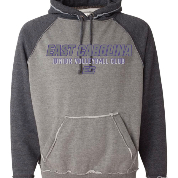 ECJVC | Grey Word Logo | Vintage Heather Hooded Sweatshirt