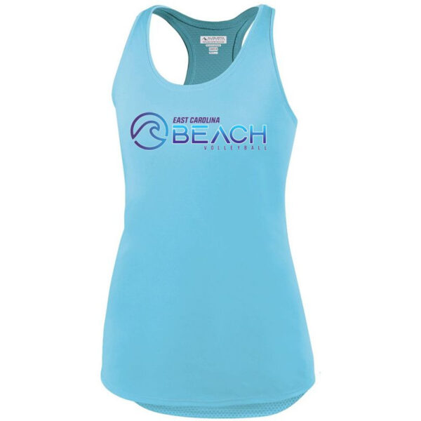Alternative view of EC Beach | Women's Sojourner Tank | Blue Wave Word Logo