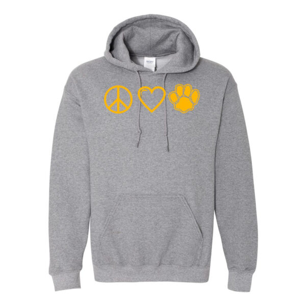 Sugg Bundy Elementary Cotton Hooded Sweatshirt | Peace, Love, Paws | Multiple Colors