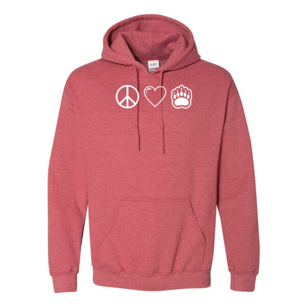 Alternative view of WH Robinson Cotton Hooded Sweatshirt | Peace, Love, Bears Logo | Multiple Colors