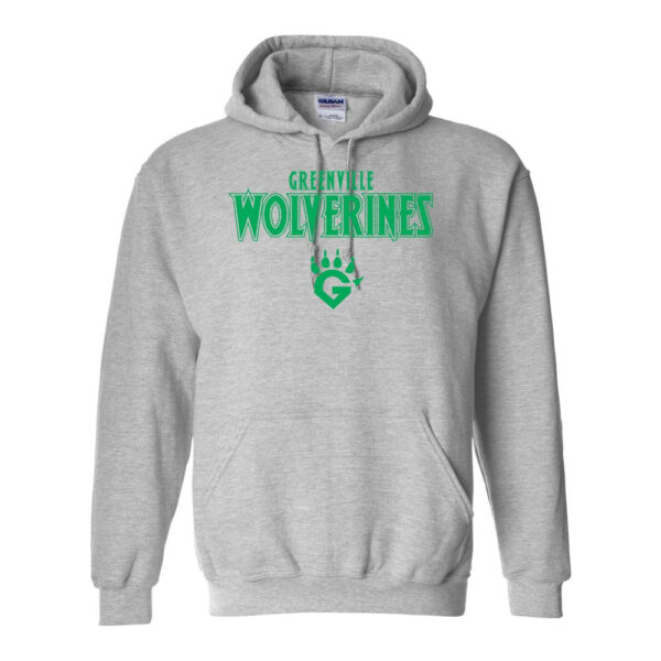Alternative view of Greenville Wolverines | Cotton Hooded Sweatshirt | Word Logo