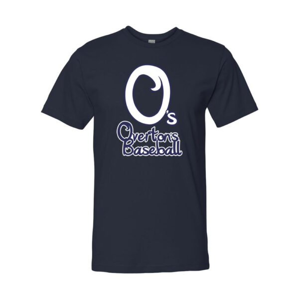Alternative view of Overton's Baseball | Cursive O Logo | Cotton Tee