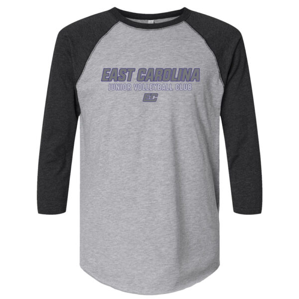 Alternative view of ECJVC | Grey Word Logo | Unisex Raglan T-Shirt