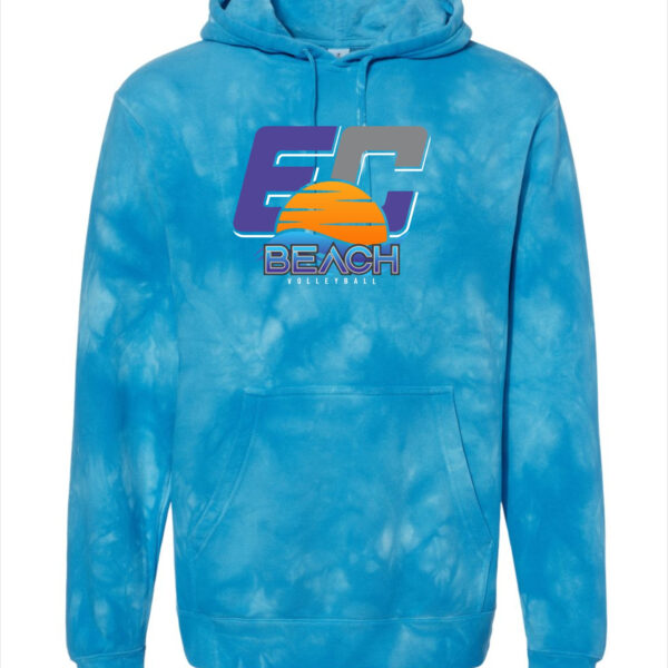 Alternative view of EC Beach | Unisex Midweight Tie-Dyed Hooded Sweatshirt | Rising Sun Logo